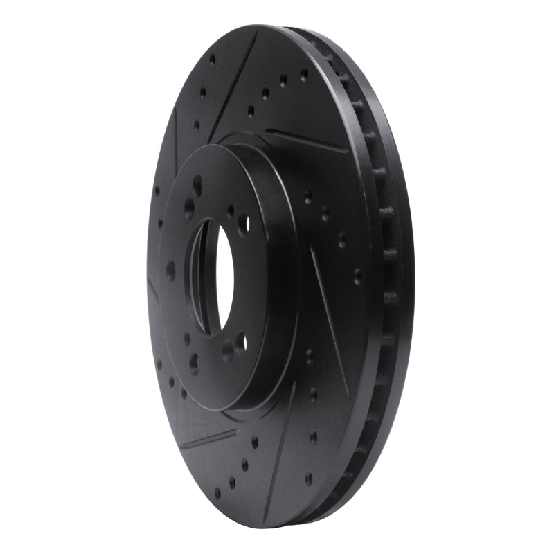 Acura RL Brake Rotor (1) - Front Left - R1 Concepts - Drilled & Slotted - Black - `99-`04